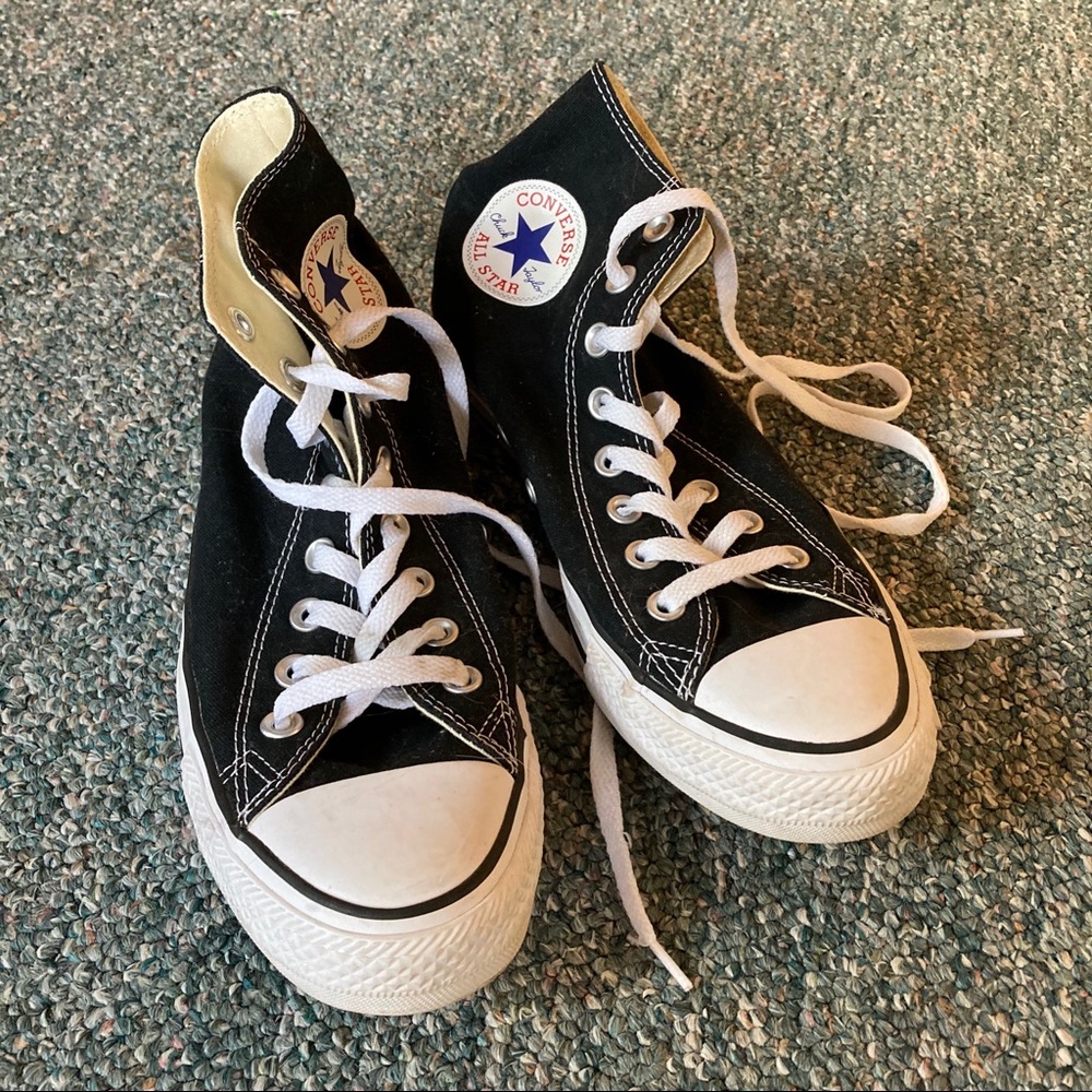 Black and White Converse High Tops M7 W9